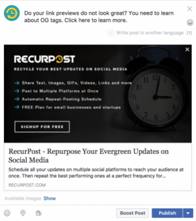 Facebook Link Preview with OG Tags