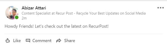 The final update on LinkedIn...