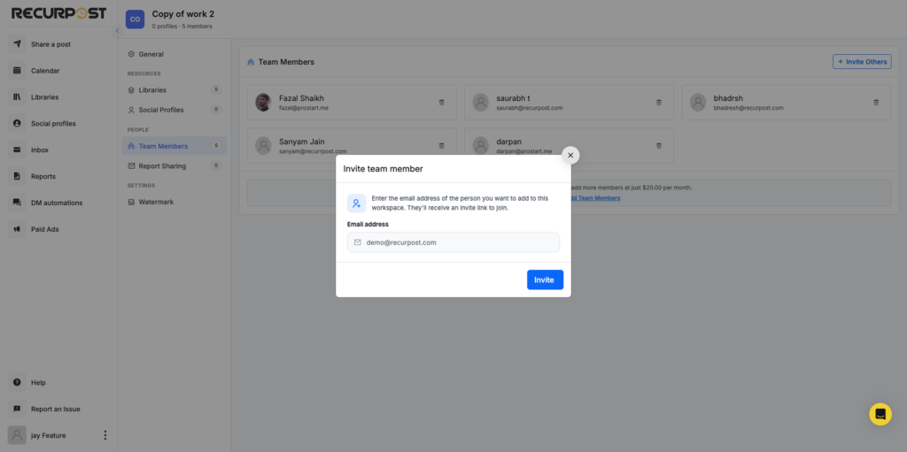 email request - recurpost - social media scheduler