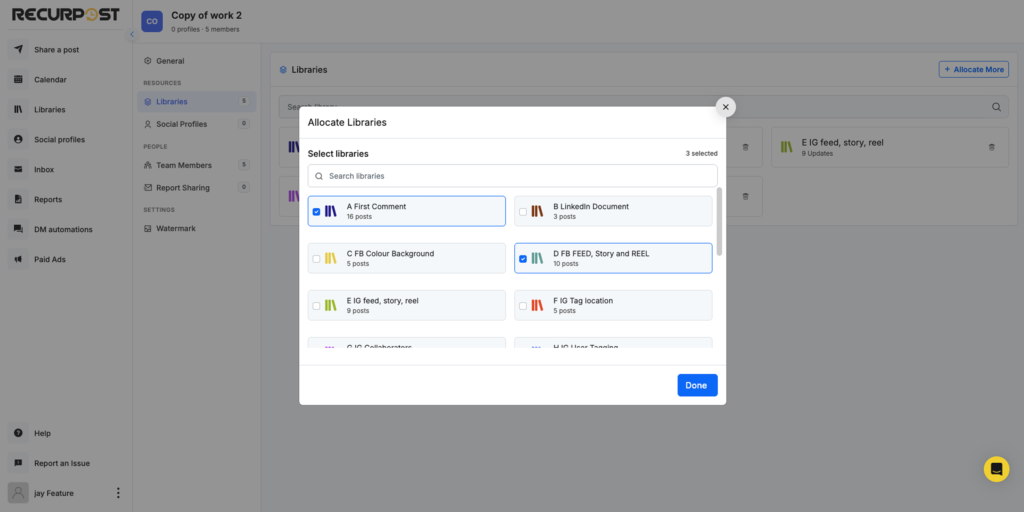 grant library access - recurpost - social media scheduler