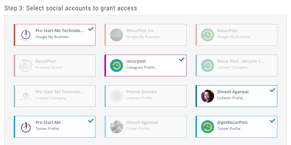 grant social access - recurpost - social media scheduler