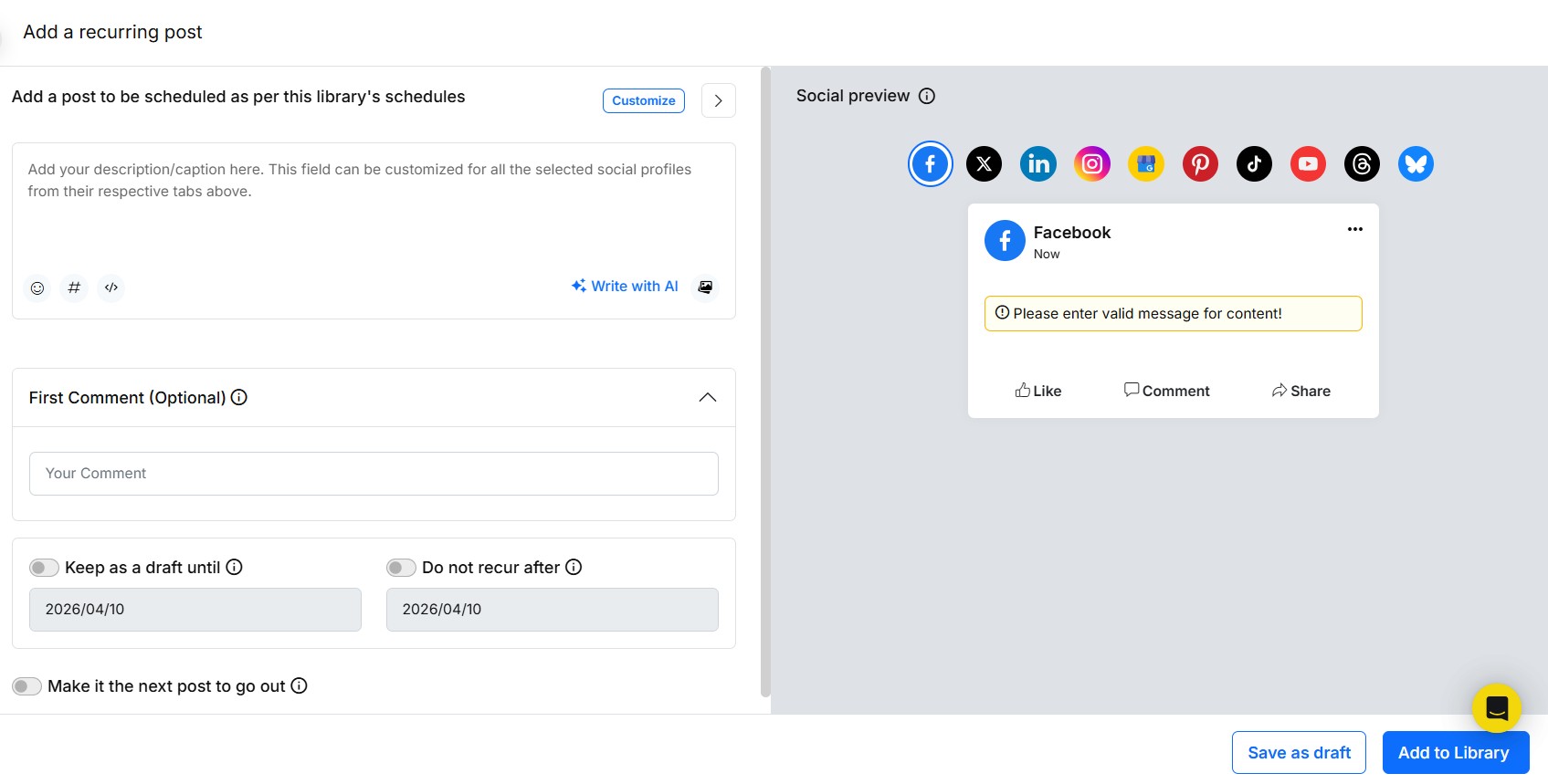 Add a recurring post