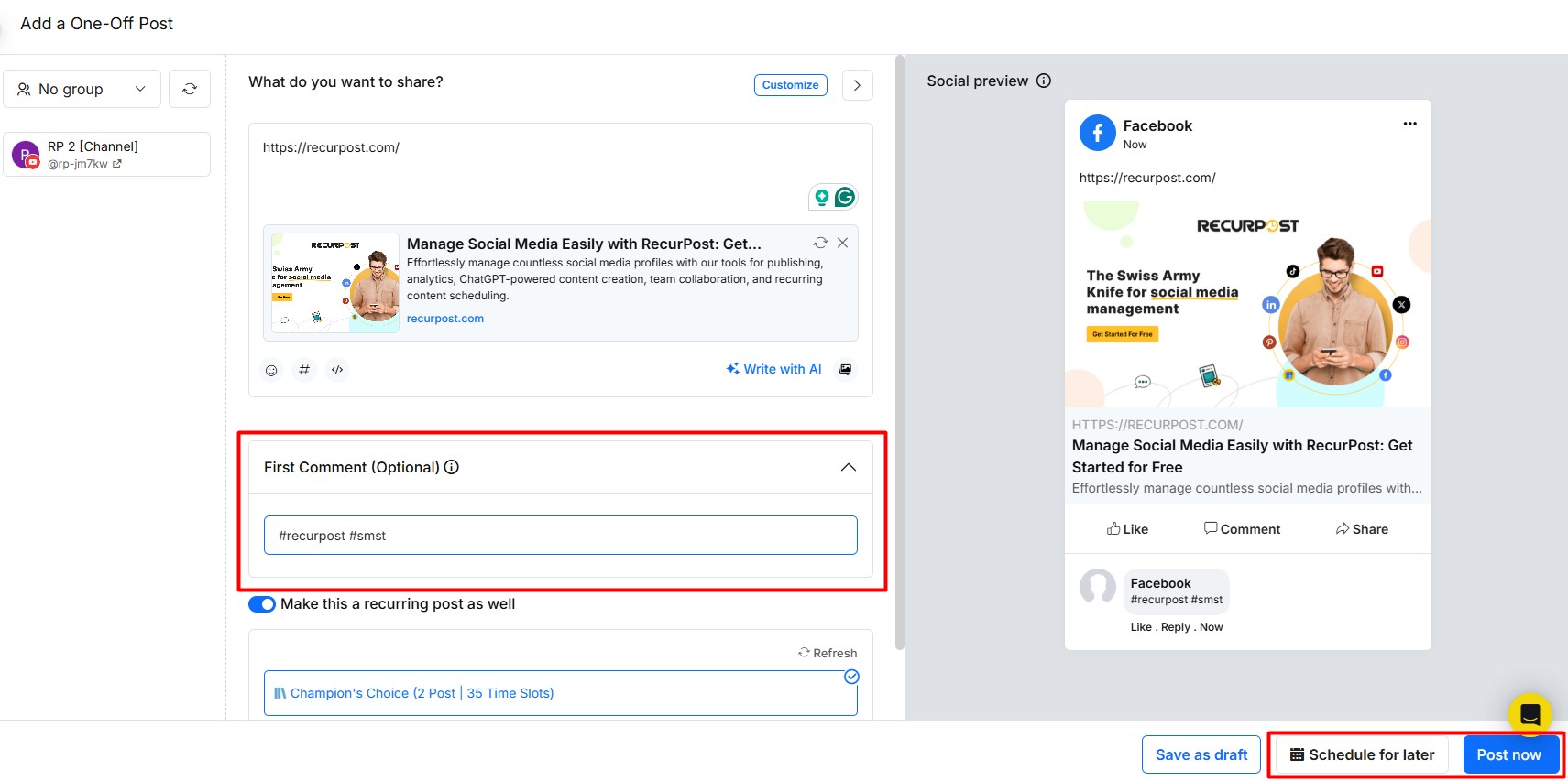 fist comment scheduling