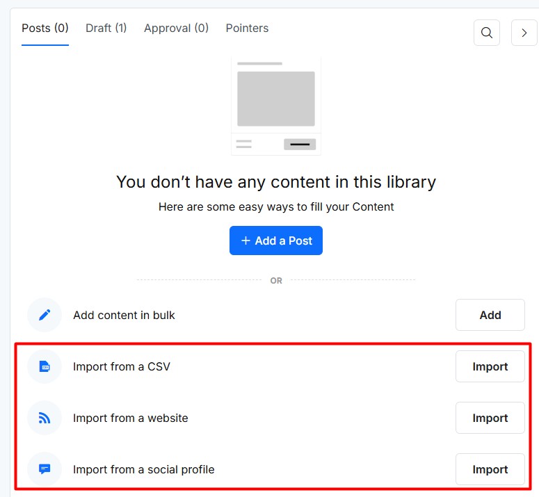 import content in library