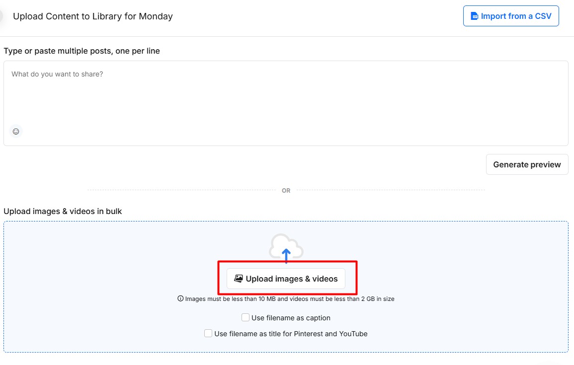 upload images and videos in bulk
