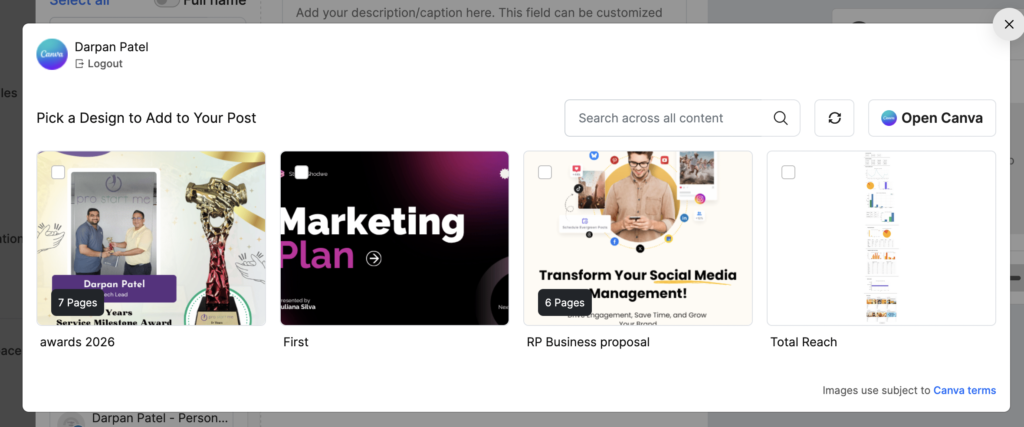 Browse Your Canva Designs