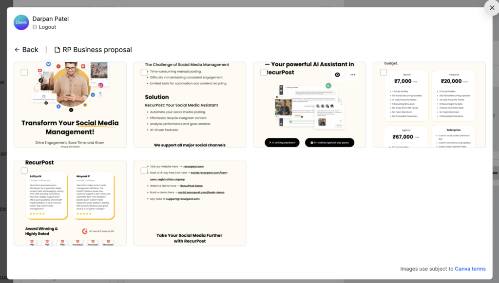 Select a Page from Your Design