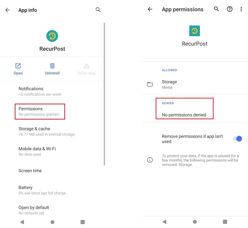 RecurPost mobile app Push Notifications are Turned OFF in android