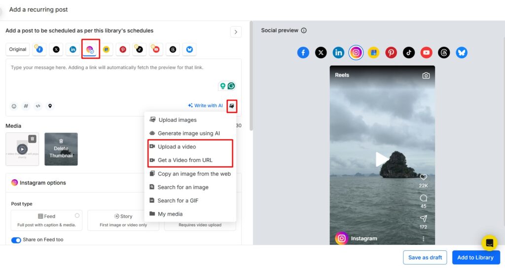 add video to instagram reel