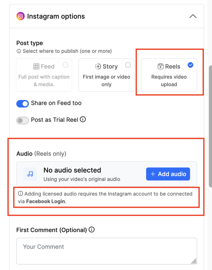 add audio to instagram reel