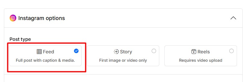 instagram options - feed
