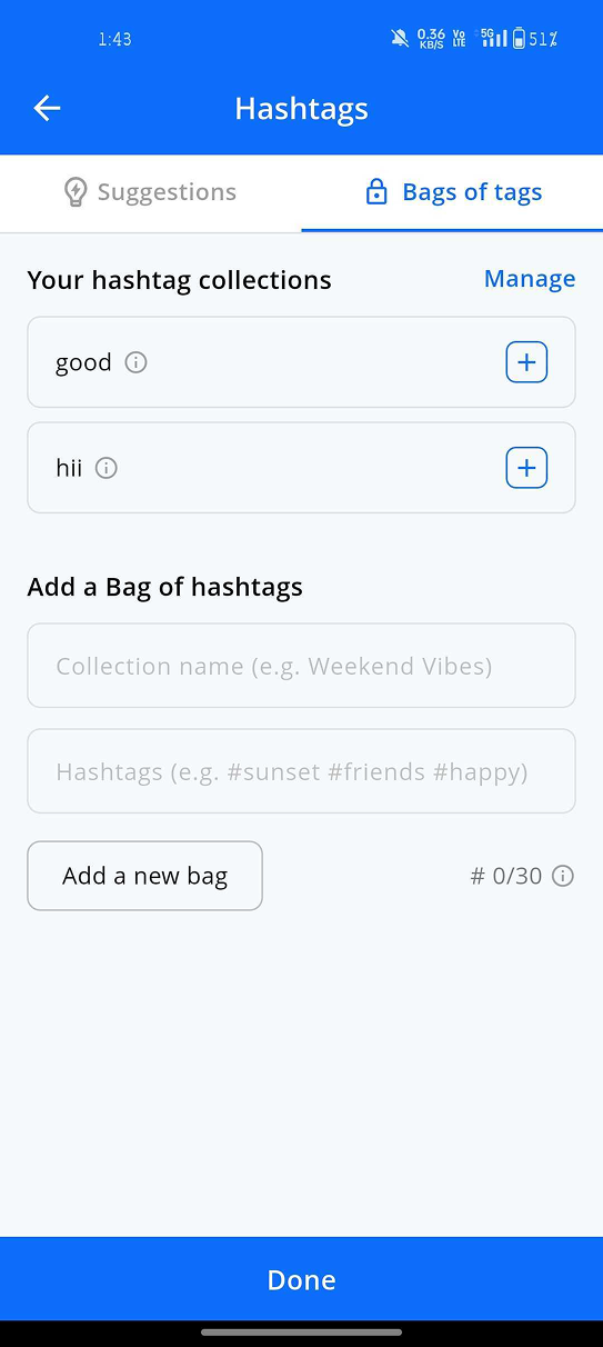 Create a new bag