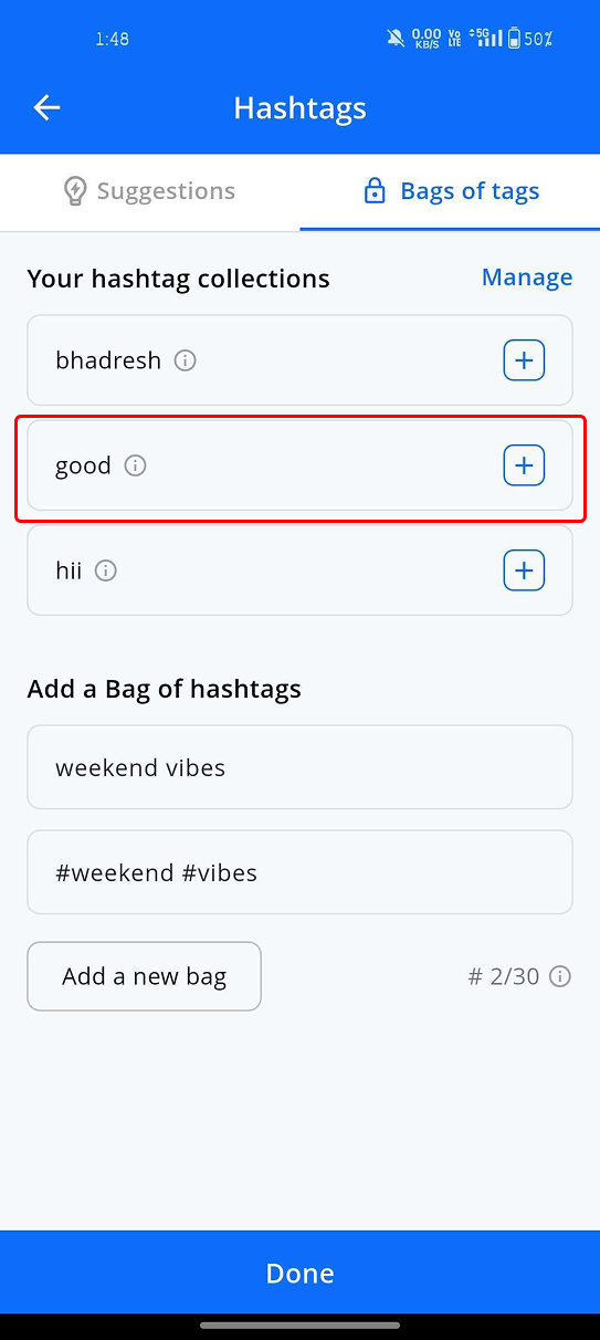 Pick from existing bags

