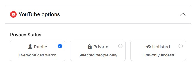 YouTube Privacy Options