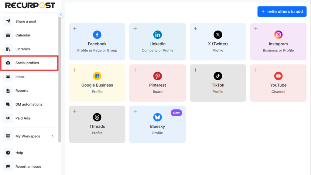 Open social profile in RecurPost