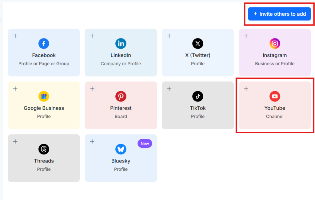 Select YouTube form the social profile list