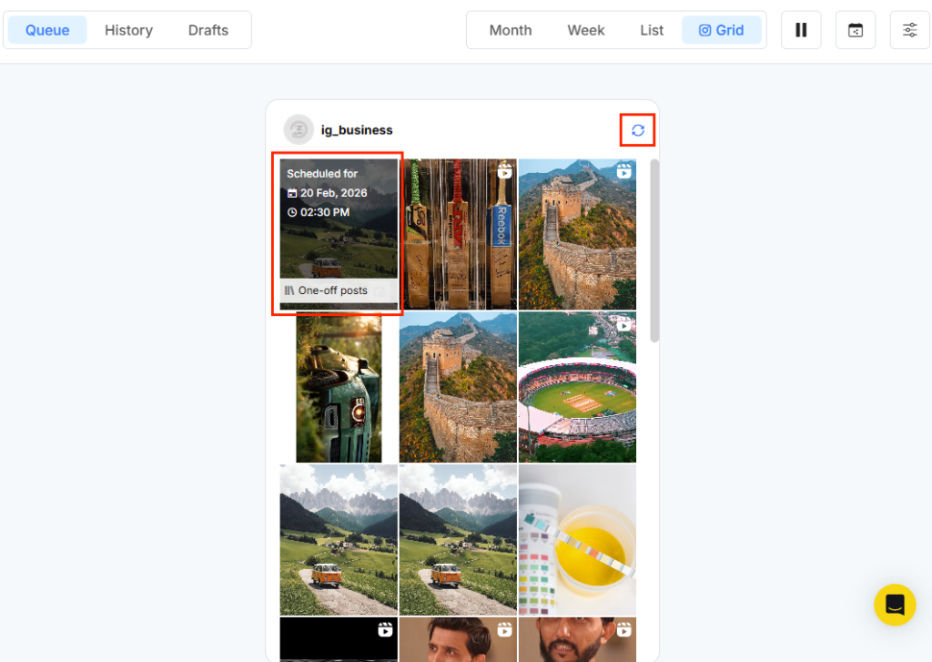 Instagram Grid View with Post History