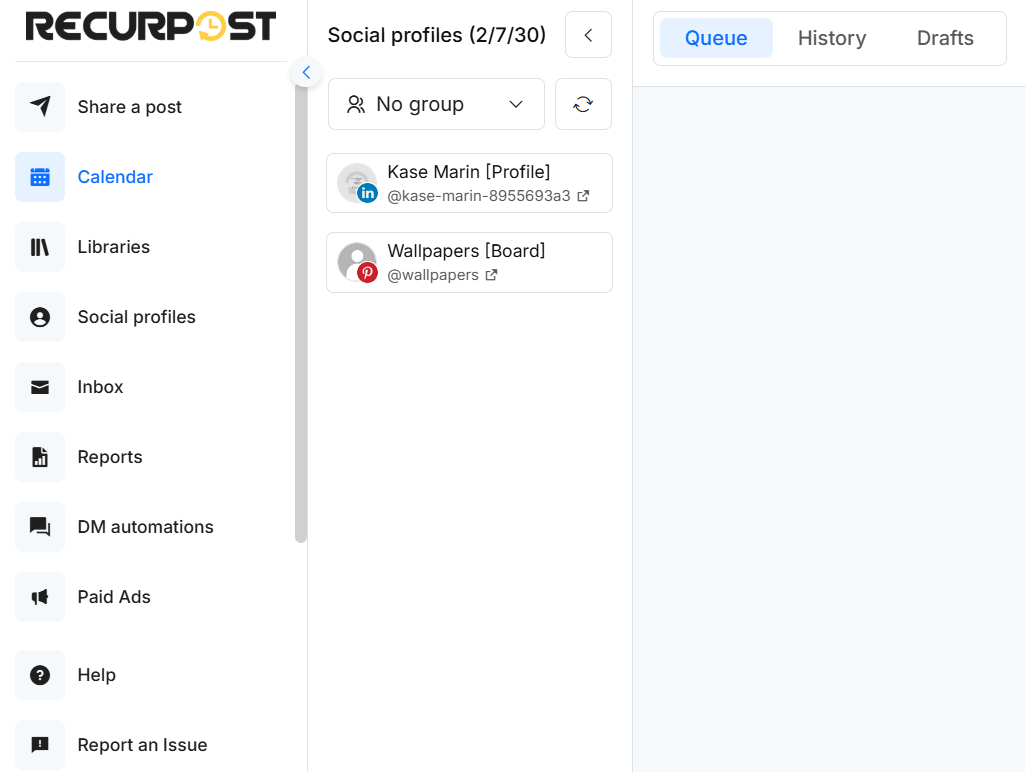social profiles in calendar