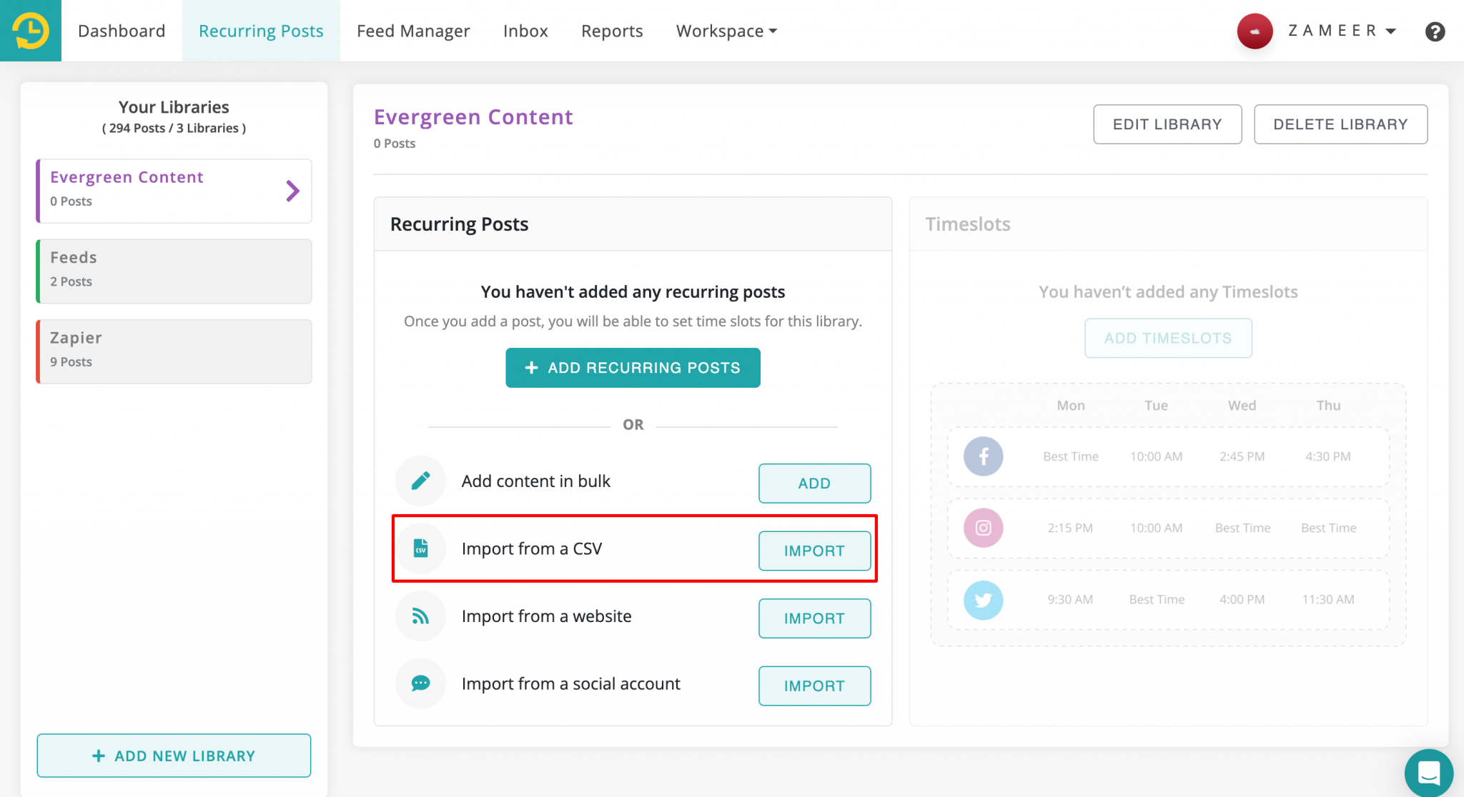 How To Upload Content Using Excel/CSV File on RecurPost