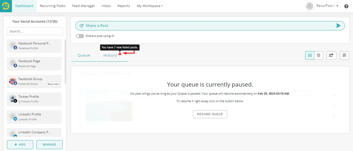 How will I be notified if an account becomes disconnected?