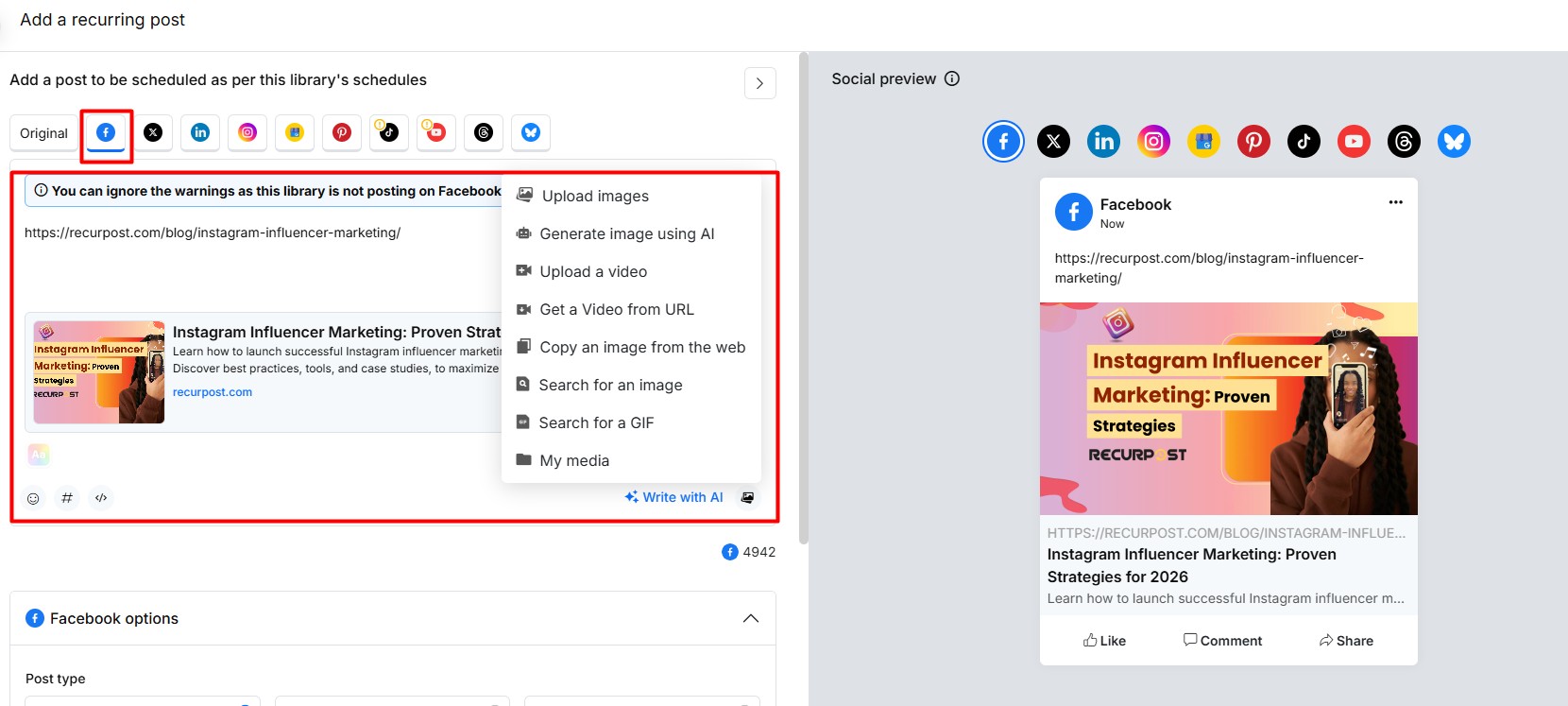 add content to facebook feed post