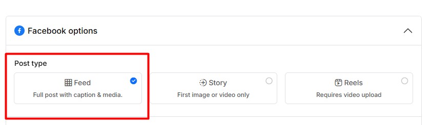 facebook options - feed