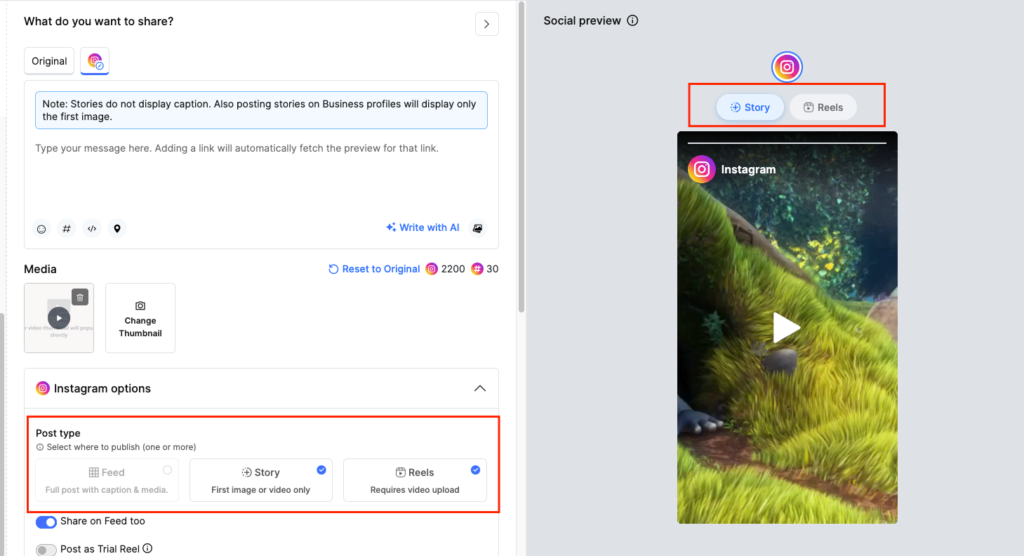 select multiple post type in instagram