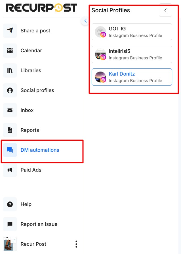 dm automation - select profiles