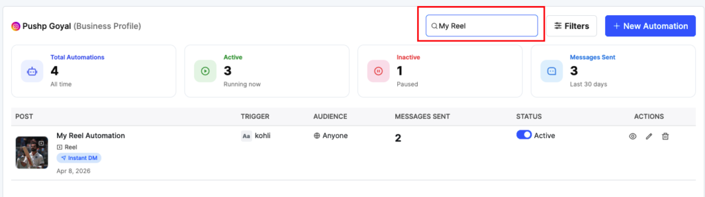 search dm automation