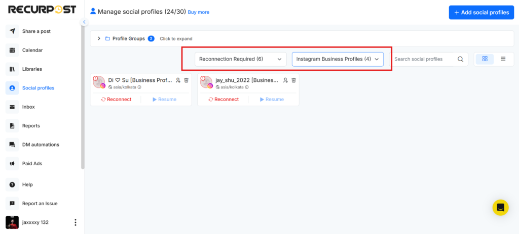 How to find social profile filter step 3