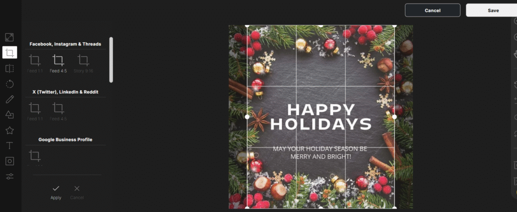 Recurpost Image Editor: Crop