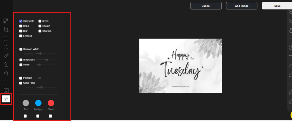 Apply filters on images