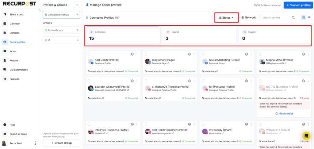 connected profile status