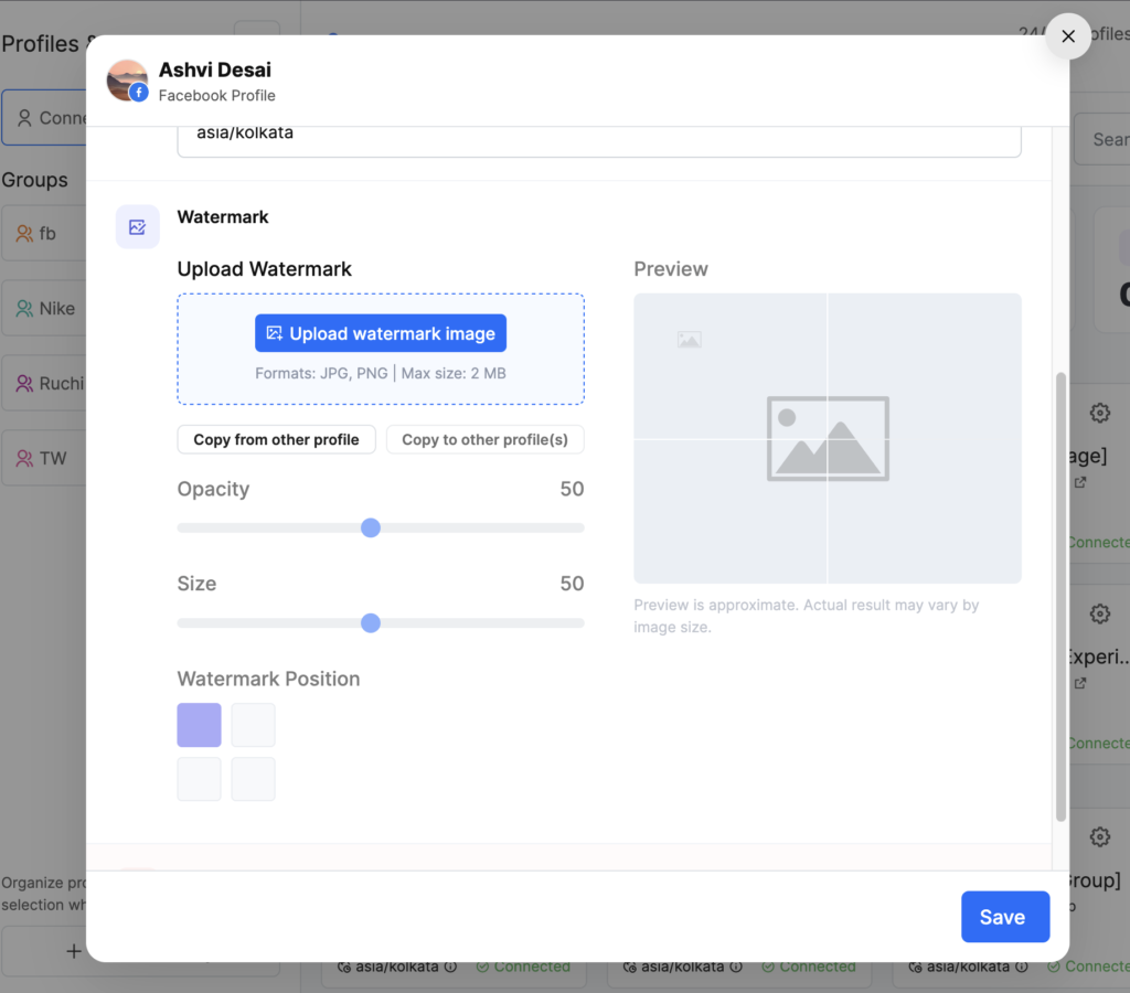 upload watermark on individual account