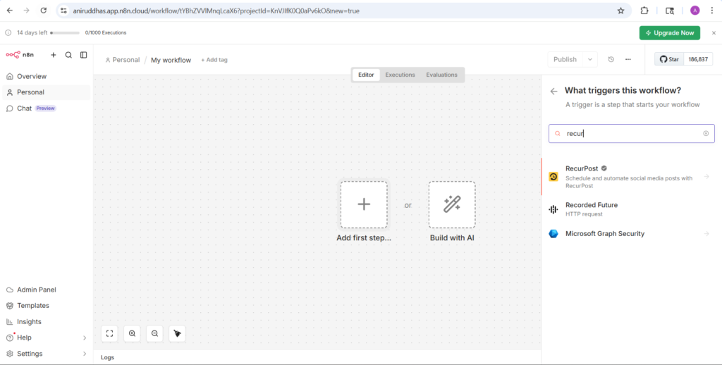 search recurpost in n8n