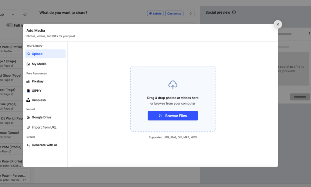 Upload tab with the drag-and-drop area and Browse Files button