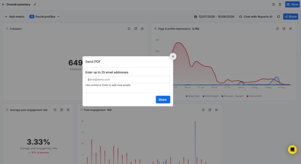 custom report send pdf recipients