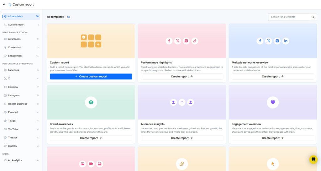 custom report template gallery