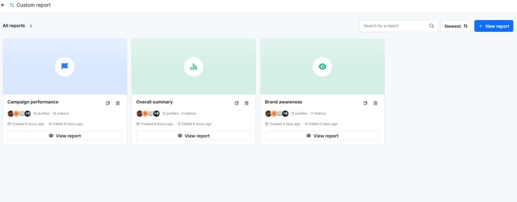 custom reports all reports